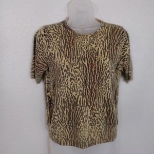 Animal Print Short Sleeve Sweater